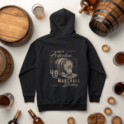 Whiskey Aged to Perfection Personalized Birthday Hoodie - Out of Office Outfitters - Hoodie