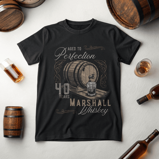 Whiskey Aged to Perfection Personalized Birthday Tshirt - Out of Office Outfitters - T-Shirt