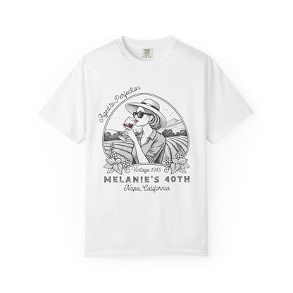 Wine Vintage Aged to Perfection Personalized Birthday T-Shirt - Out of Office Outfitters - T-Shirt