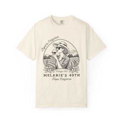 Wine Vintage Aged to Perfection Personalized Birthday T-Shirt - Out of Office Outfitters - T-Shirt