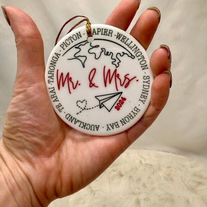 Year of Adventures Ceramic Ornament with Optional Photo - Out of Office Outfitters - Home Decor